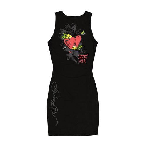 Gothic Heart Wings Cutout Ribbed Tank Dress