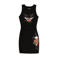 Gothic Heart Wings Cutout Ribbed Tank Dress - Front View